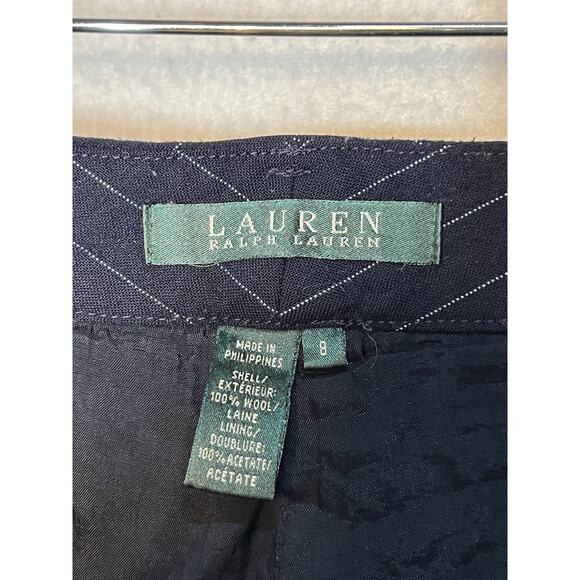 Lauren Ralph Lauren Womens‎ Size 8 Wool Pleated Pants PinStripe Navy Blue - Picture 8 of 13